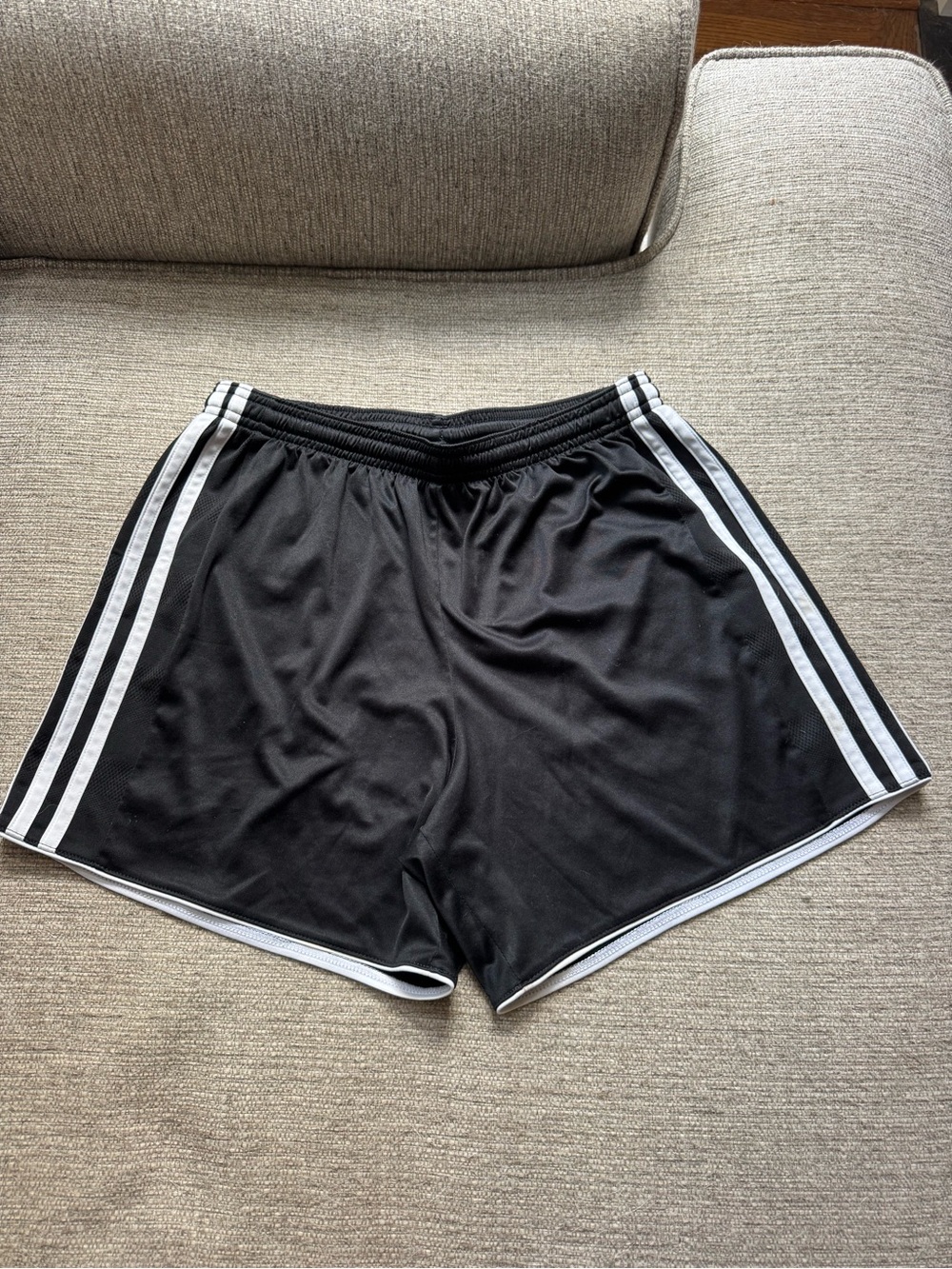 Black Men’s Adidas Athletic Shorts with White Stripes
